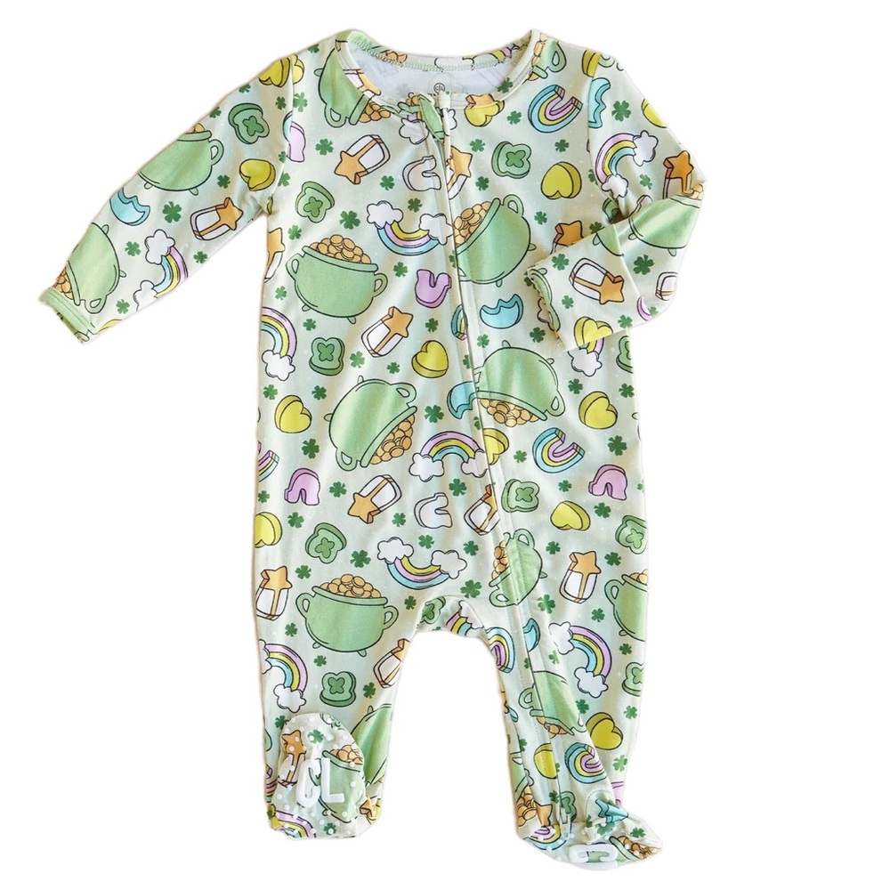 Caden Lane Lucky Clover Footie, 3-6 months - St Patrick’s Day 🍀
